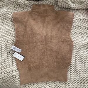 Aritzia Camel Cowl Neck Sweater Vest